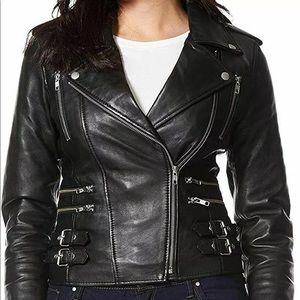Brandslock Women Genuine Leather Biker Jacket